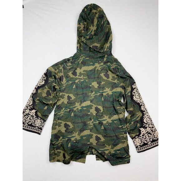 ANDREE BY UNIT Boho Embroidered Camo Hooded Jacket Size M Womens - Picture 2 of 9